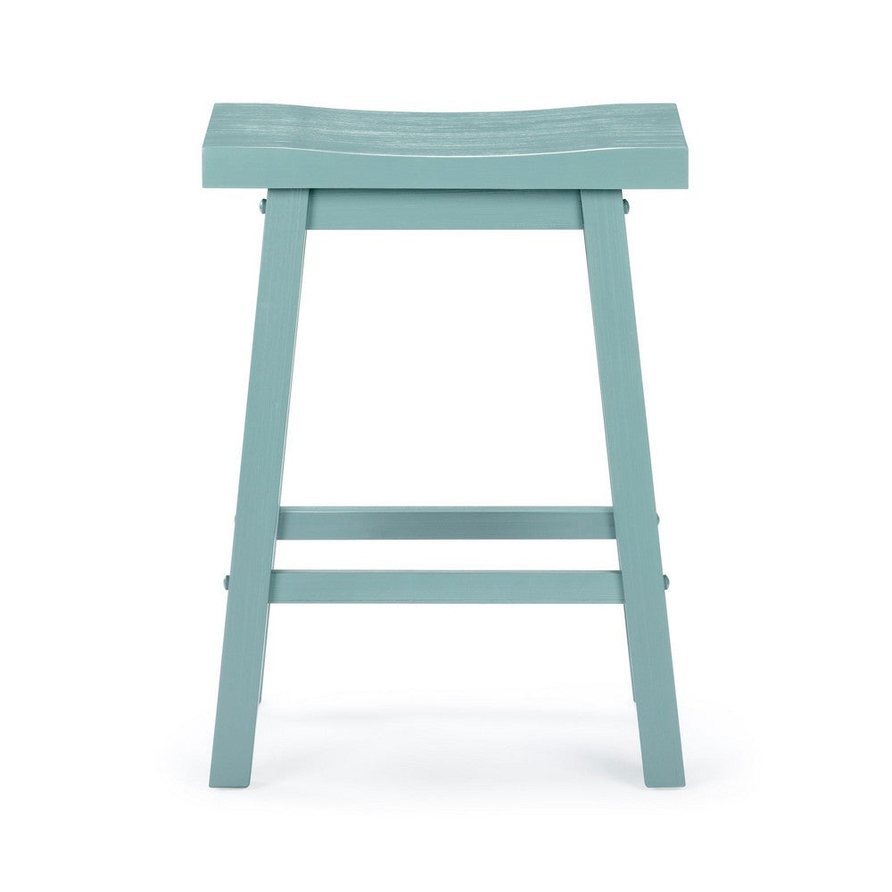 Amber Counter Height Stool, Saddle Seat, Light Blue Acacia Wood Frame - BM348808