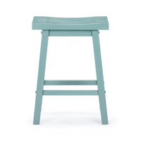 Amber Counter Height Stool, Saddle Seat, Light Blue Acacia Wood Frame - BM348808