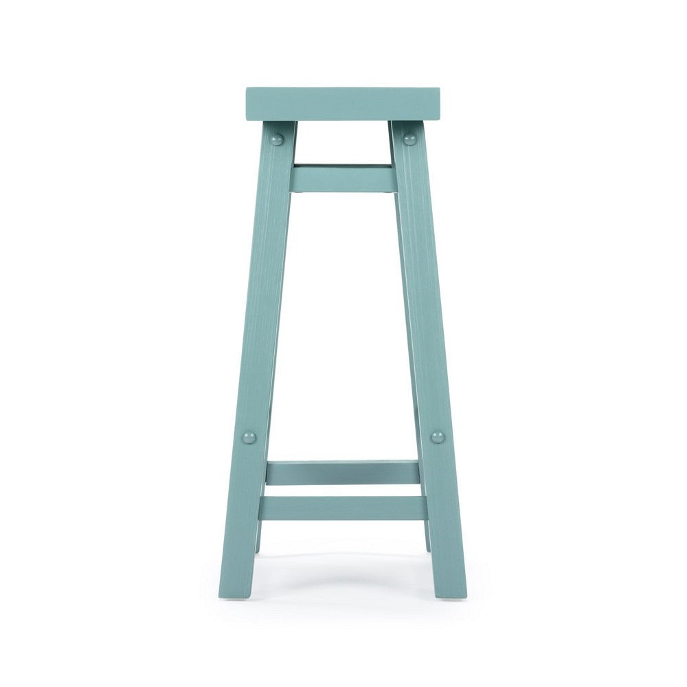 Amber Counter Height Stool, Saddle Seat, Light Blue Acacia Wood Frame - BM348808