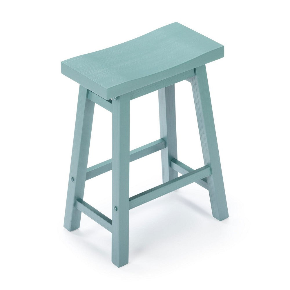 Amber Counter Height Stool, Saddle Seat, Light Blue Acacia Wood Frame - BM348808