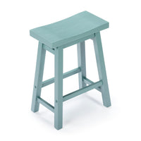 Amber Counter Height Stool, Saddle Seat, Light Blue Acacia Wood Frame - BM348808