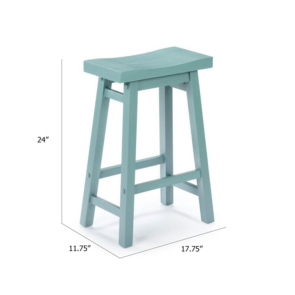 Amber Counter Height Stool, Saddle Seat, Light Blue Acacia Wood Frame - BM348808