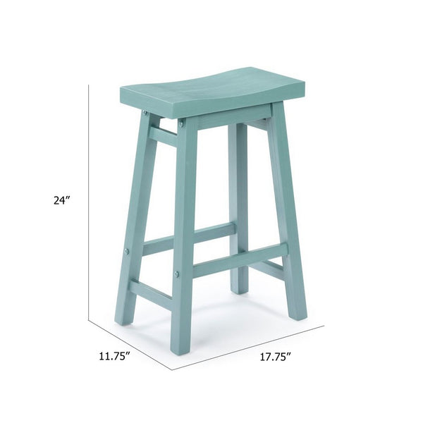 Amber Counter Height Stool, Saddle Seat, Light Blue Acacia Wood Frame - BM348808