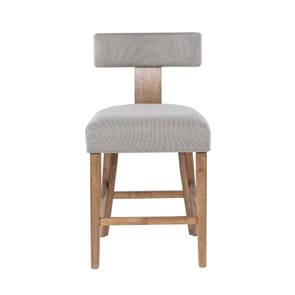 Tely Counter Stool Chair with Light Gray T Back, Natural Brown Frame - BM348810