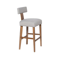 Tely Barstool Chair with Light Gray T Back, Natural Brown Wood Frame - BM348811