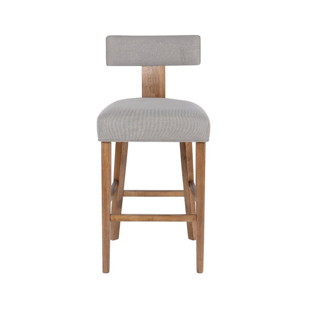 Tely Barstool Chair with Light Gray T Back, Natural Brown Wood Frame - BM348811
