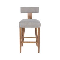 Tely Barstool Chair with Light Gray T Back, Natural Brown Wood Frame - BM348811
