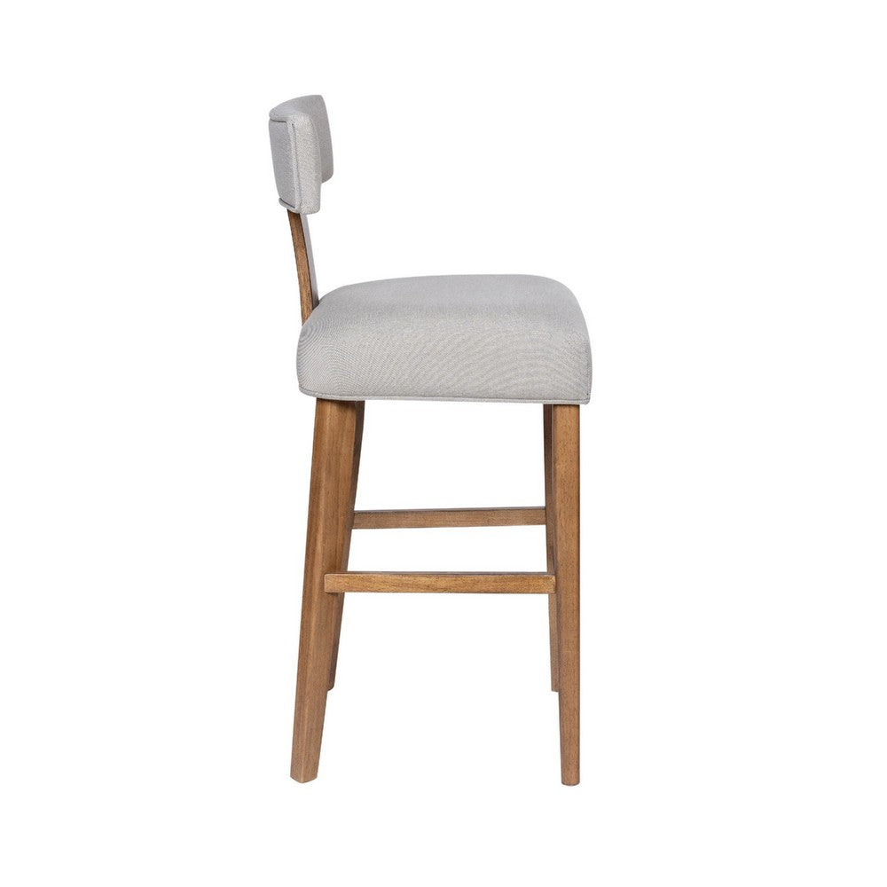 Tely Barstool Chair with Light Gray T Back, Natural Brown Wood Frame - BM348811