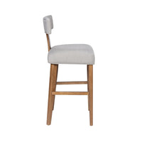 Tely Barstool Chair with Light Gray T Back, Natural Brown Wood Frame - BM348811