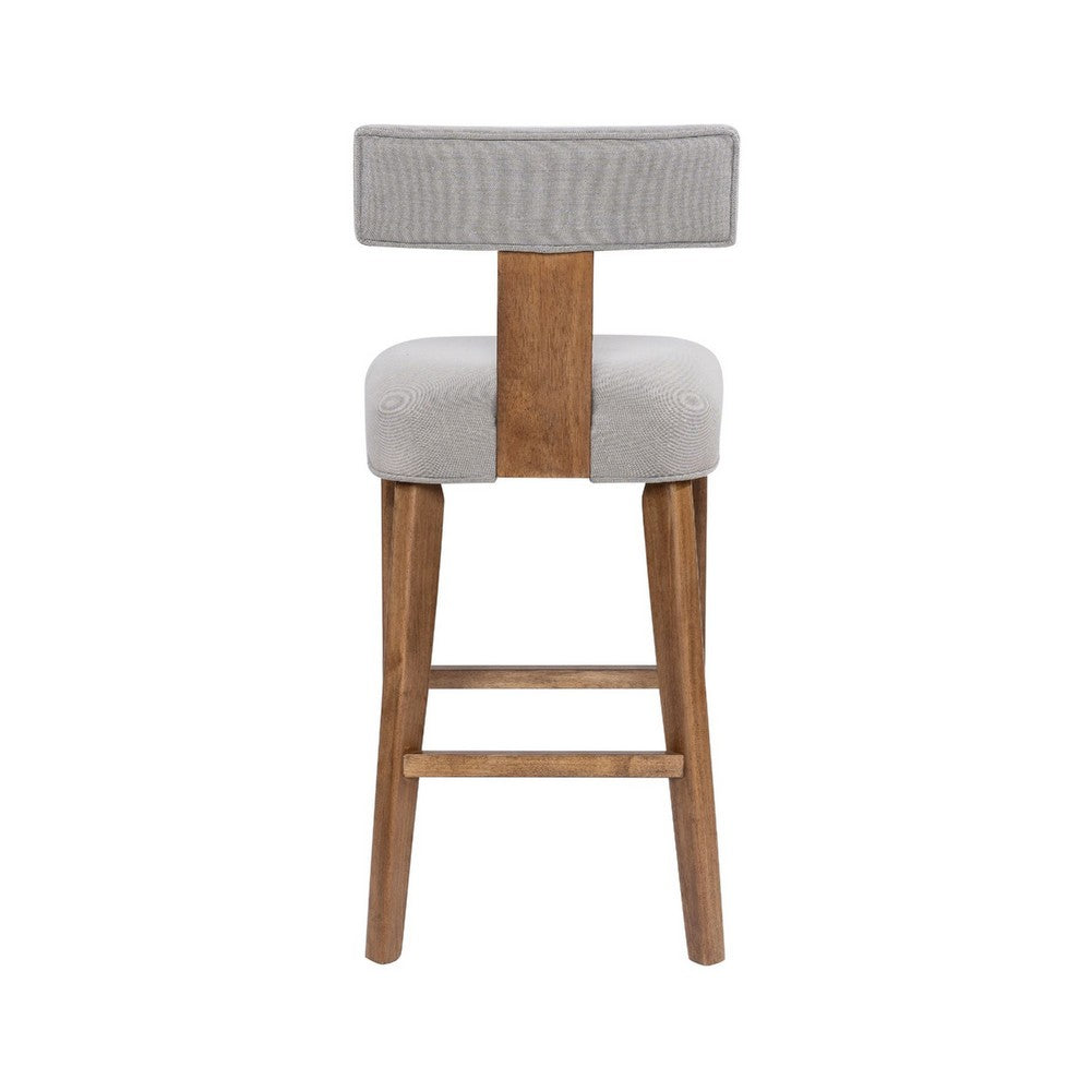Tely Barstool Chair with Light Gray T Back, Natural Brown Wood Frame - BM348811