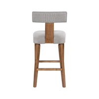 Tely Barstool Chair with Light Gray T Back, Natural Brown Wood Frame - BM348811