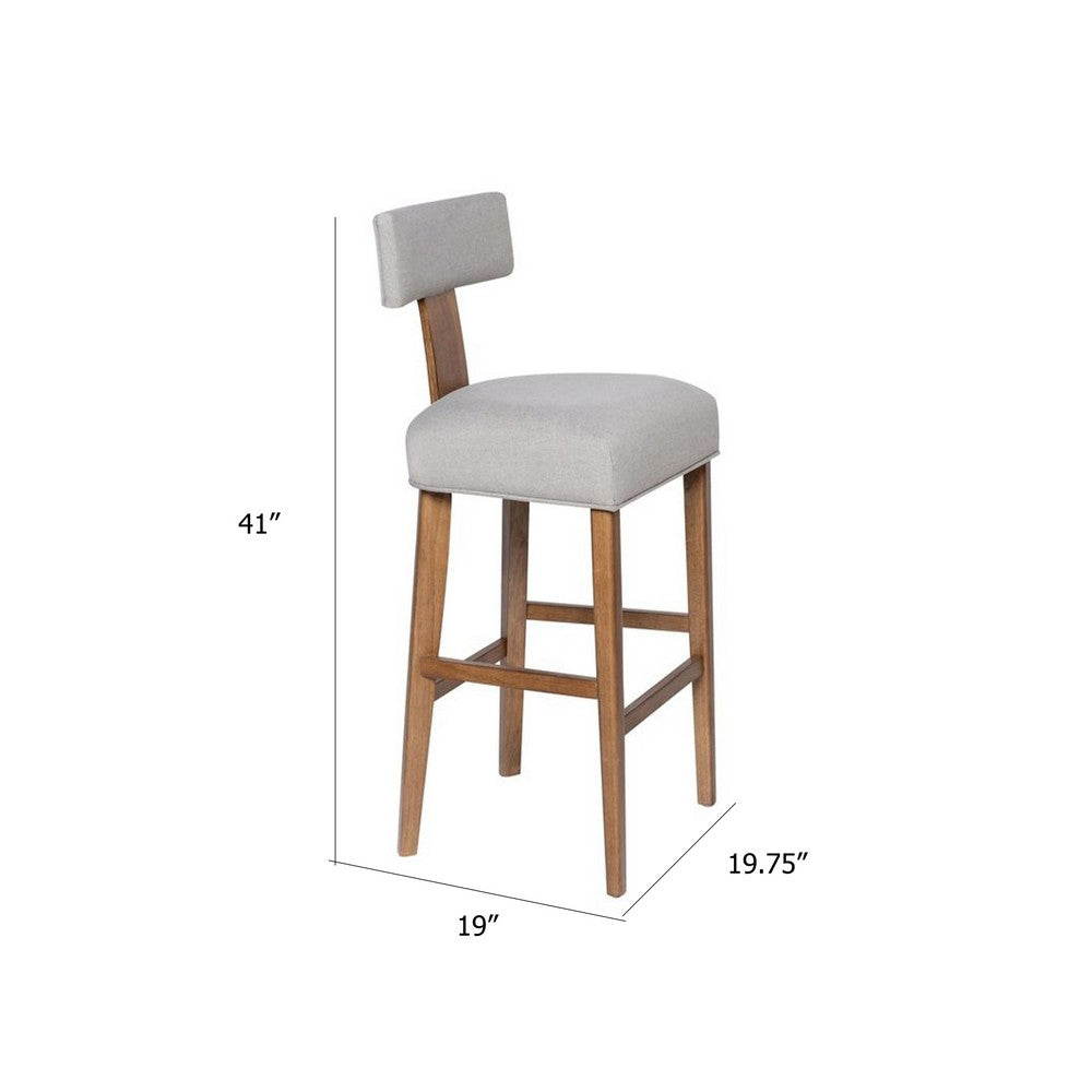 Tely Barstool Chair with Light Gray T Back, Natural Brown Wood Frame - BM348811