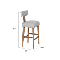 Tely Barstool Chair with Light Gray T Back, Natural Brown Wood Frame - BM348811