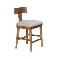 Hery Counter Stool Chair with T Back Design, Light Gray Cushioned Seat - BM348812