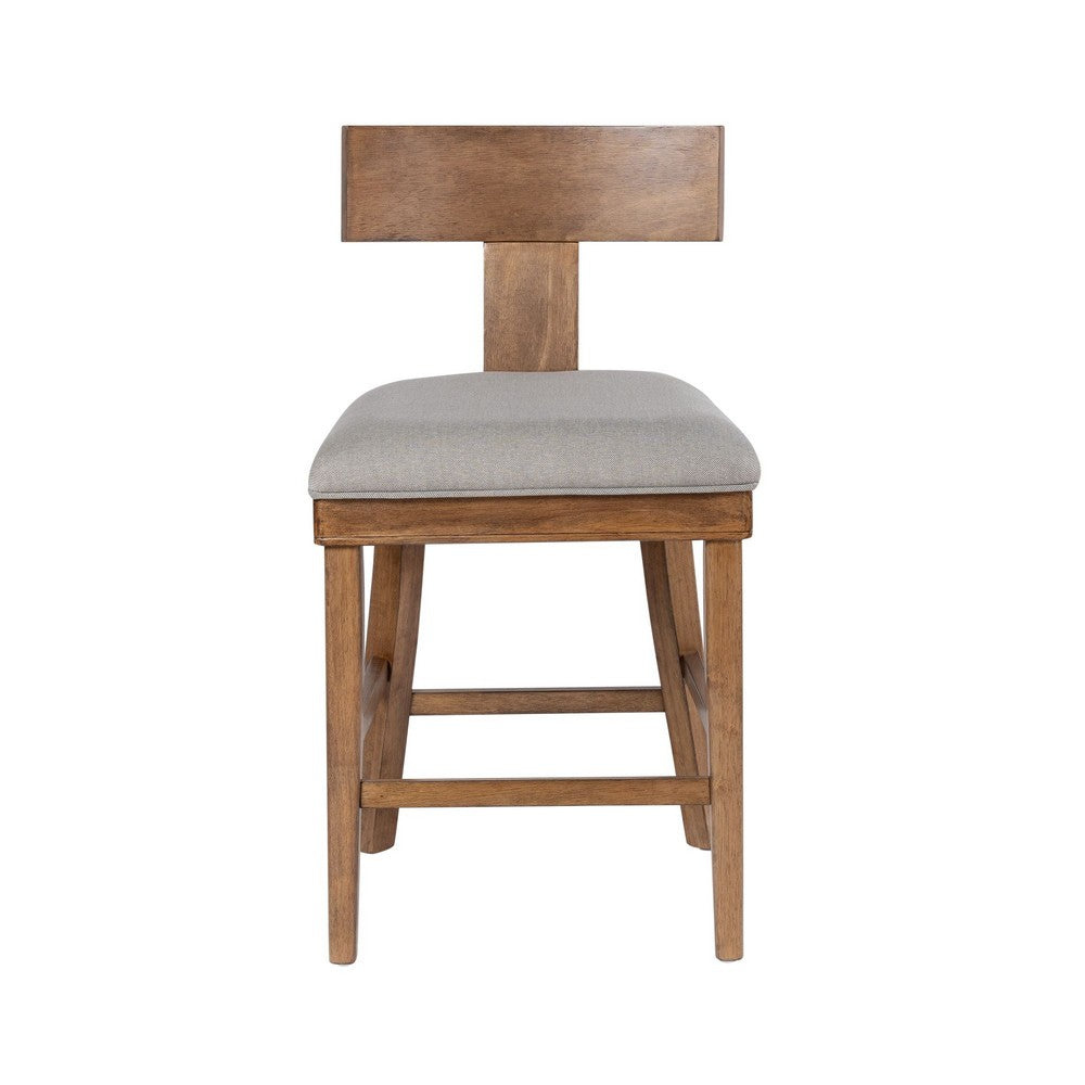 Hery Counter Stool Chair with T Back Design, Light Gray Cushioned Seat - BM348812