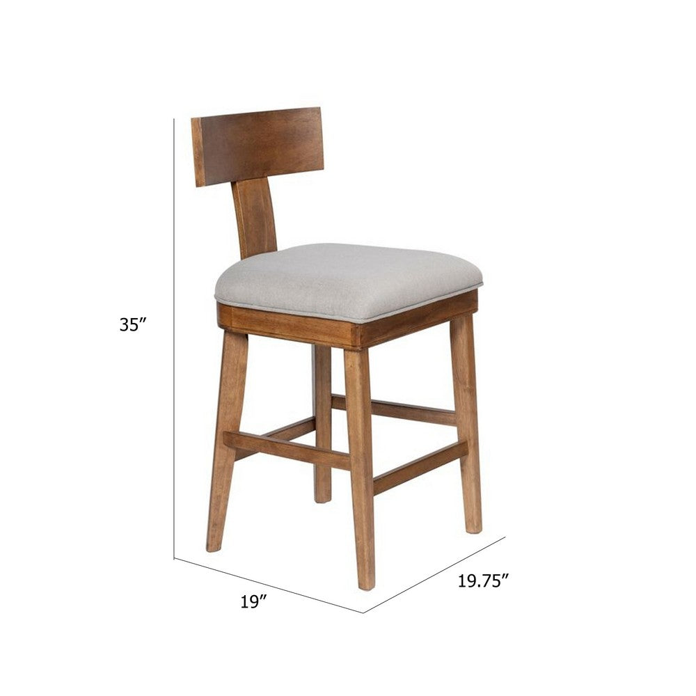Hery Counter Stool Chair with T Back Design, Light Gray Cushioned Seat - BM348812