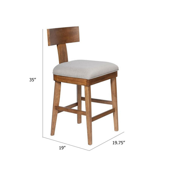 Hery Counter Stool Chair with T Back Design, Light Gray Cushioned Seat - BM348812