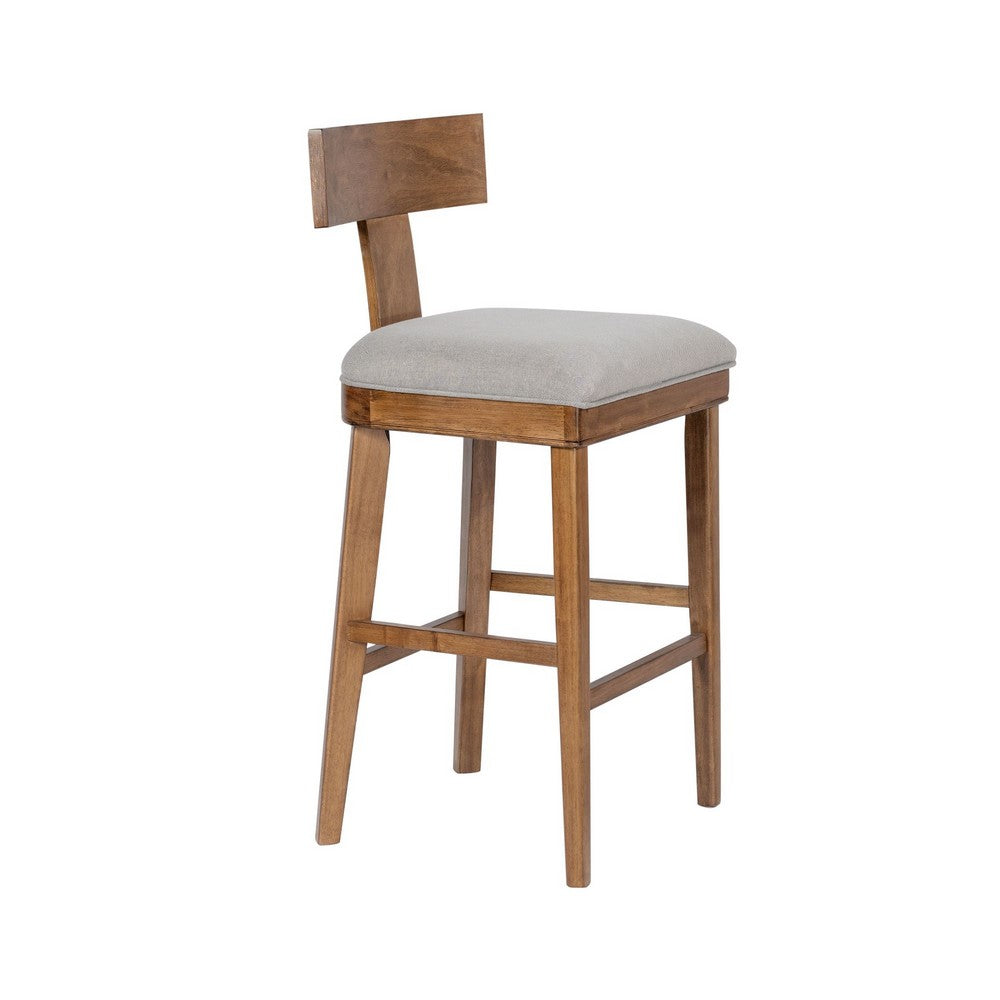 Hery Barstool Chair with Wood T Back Design, Light Gray Cushioned Seat - BM348813