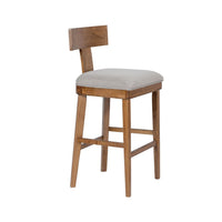 Hery Barstool Chair with Wood T Back Design, Light Gray Cushioned Seat - BM348813