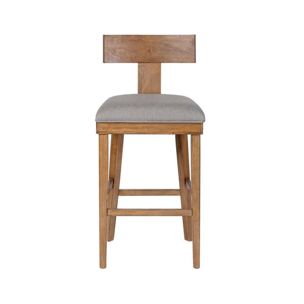 Hery Barstool Chair with Wood T Back Design, Light Gray Cushioned Seat - BM348813