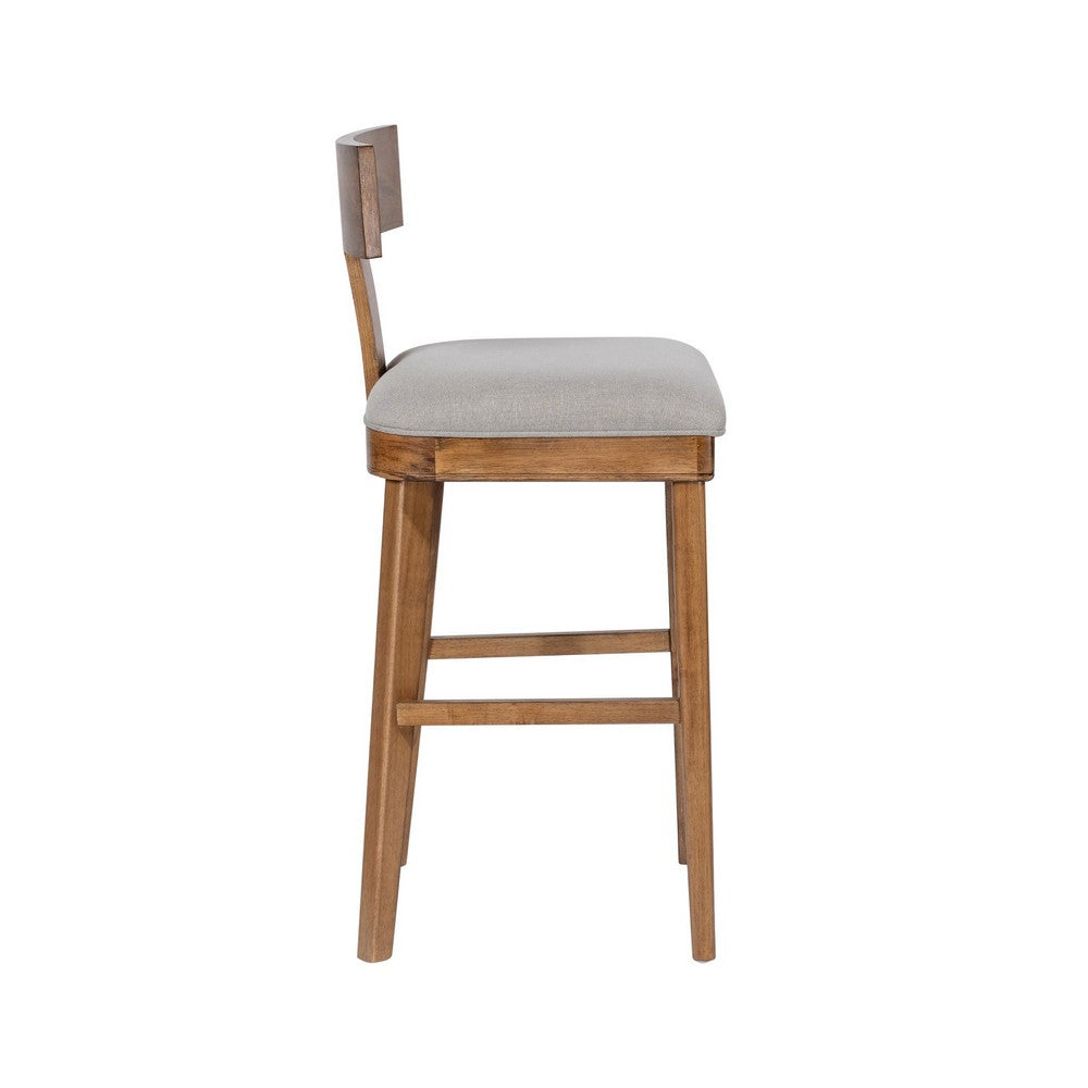 Hery Barstool Chair with Wood T Back Design, Light Gray Cushioned Seat - BM348813