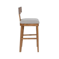 Hery Barstool Chair with Wood T Back Design, Light Gray Cushioned Seat - BM348813