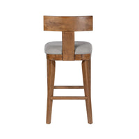 Hery Barstool Chair with Wood T Back Design, Light Gray Cushioned Seat - BM348813