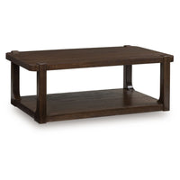 Kemu Coffee Table, 50 Inch Rectangular Top w Lower Shelf, Dark Brown - BM348970