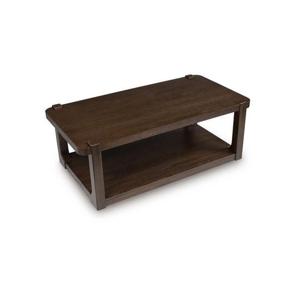 Kemu Coffee Table, 50 Inch Rectangular Top w Lower Shelf, Dark Brown - BM348970