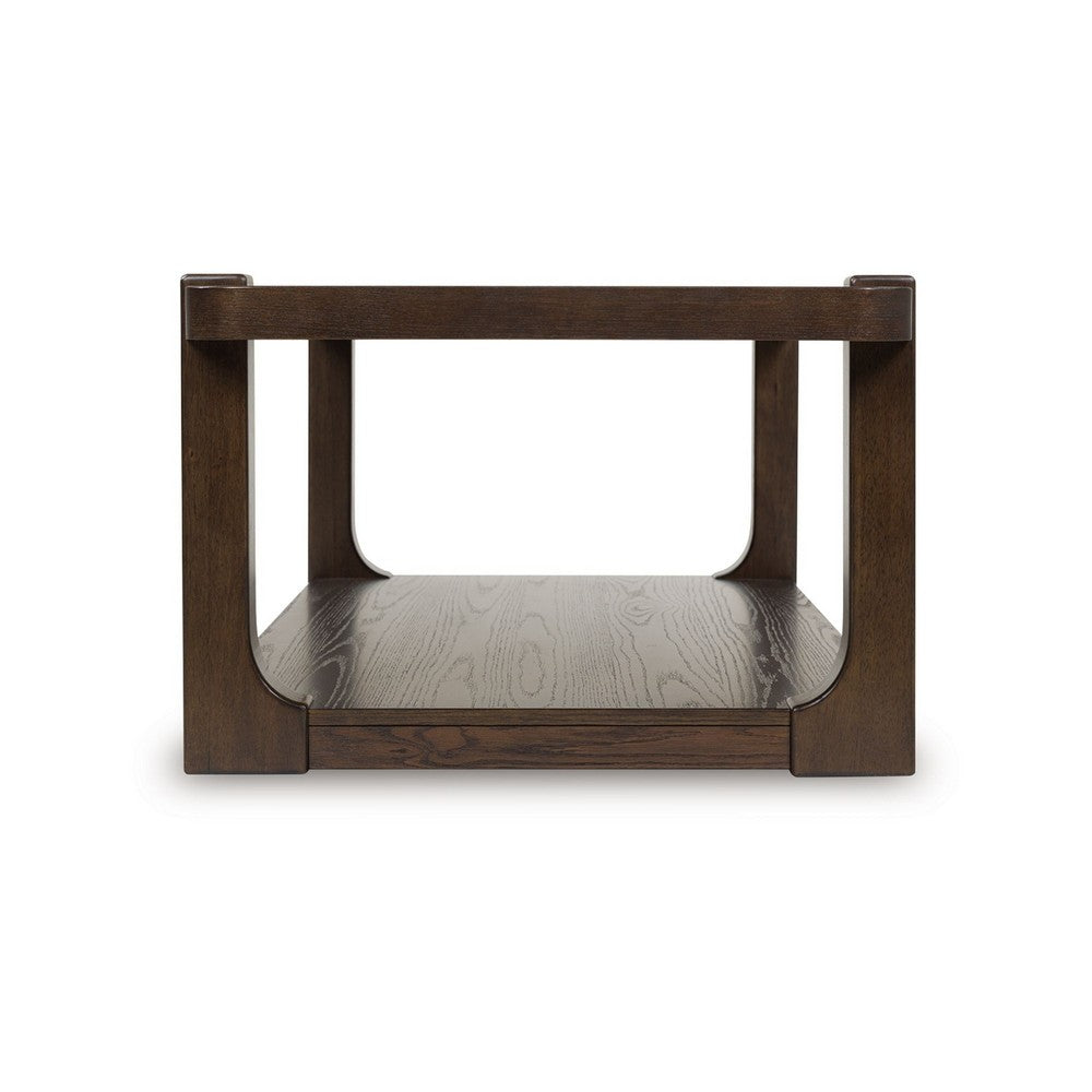 Kemu Coffee Table, 50 Inch Rectangular Top w Lower Shelf, Dark Brown - BM348970