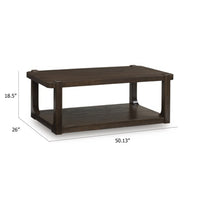 Kemu Coffee Table, 50 Inch Rectangular Top w Lower Shelf, Dark Brown - BM348970