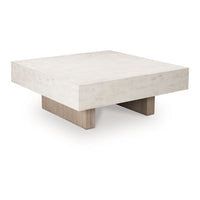 Laina Coffee Table, 42 Inch Square Top, Wide Panel Legs, Grayish Brown - BM348974