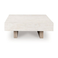 Laina Coffee Table, 42 Inch Square Top, Wide Panel Legs, Grayish Brown - BM348974