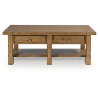 Vory Coffee Table, 54 Inch Top w 2 Drawers, Lower Shelf, Medium Brown - BM348975