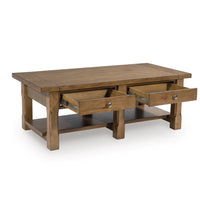 Vory Coffee Table, 54 Inch Top w 2 Drawers, Lower Shelf, Medium Brown - BM348975