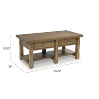 Vory Coffee Table, 54 Inch Top w 2 Drawers, Lower Shelf, Medium Brown - BM348975