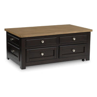 Zory Coffee Table, 46 Inch Rectangular Lift Top, 4 Drawers, Brown - BM348977
