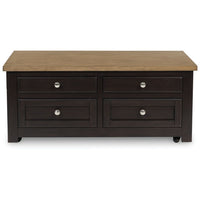 Zory Coffee Table, 46 Inch Rectangular Lift Top, 4 Drawers, Brown - BM348977
