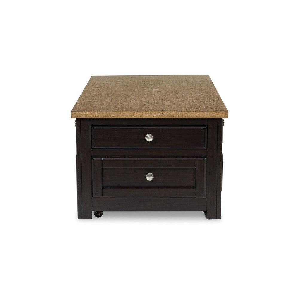 Zory Coffee Table, 46 Inch Rectangular Lift Top, 4 Drawers, Brown - BM348977