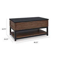 Kely Coffee Table, 48 Inch Rectangular Lift Top, Lower Shelf, Brown - BM348979
