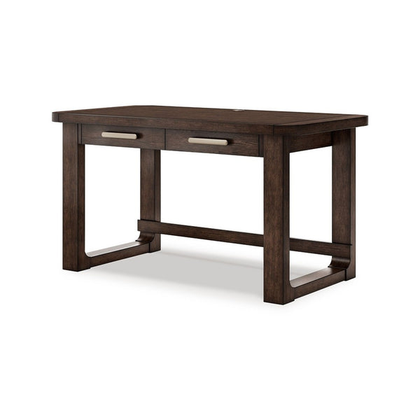 Kemu Home Office Desk, 56 Inch Rectangular Top, 2 Drawers, Dark Brown - BM348981