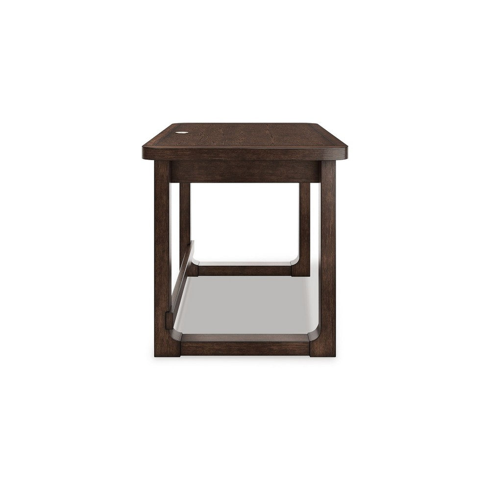 Kemu Home Office Desk, 56 Inch Rectangular Top, 2 Drawers, Dark Brown - BM348981