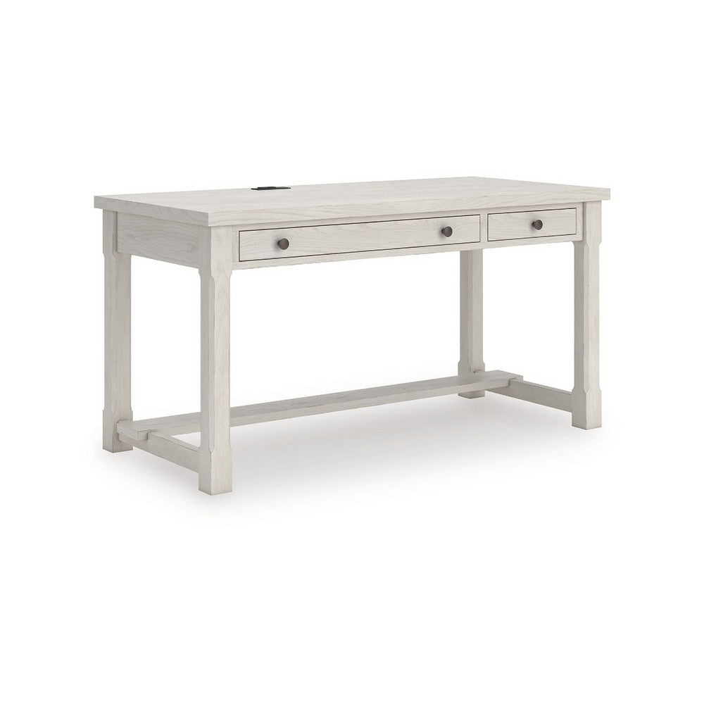 Lea Home Office Desk, 60 Inch Top with 2 Drawers, Antique White - BM348983