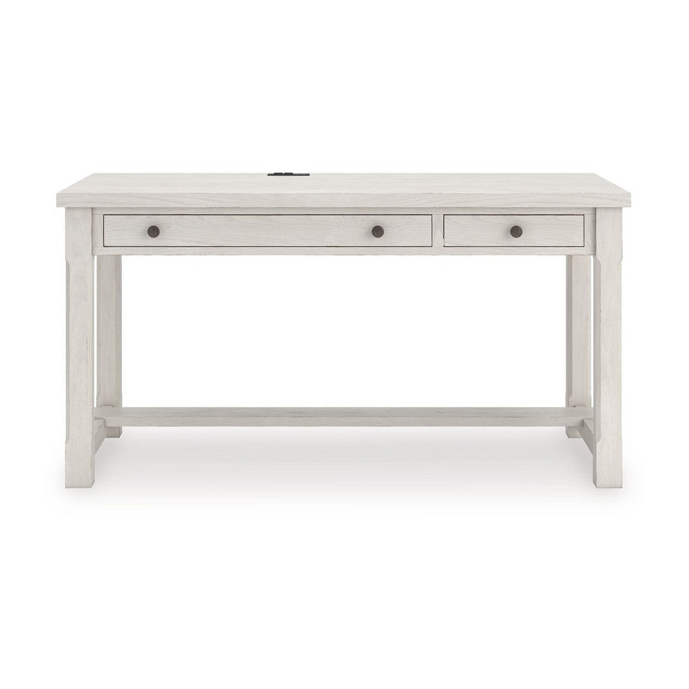 Lea Home Office Desk, 60 Inch Top with 2 Drawers, Antique White - BM348983
