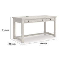 Lea Home Office Desk, 60 Inch Top with 2 Drawers, Antique White - BM348983