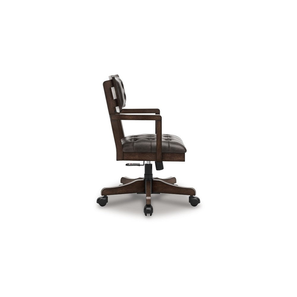 Kemu Home Office Chair, Adjustable Height, Dark Brown Faux Leather - BM348984