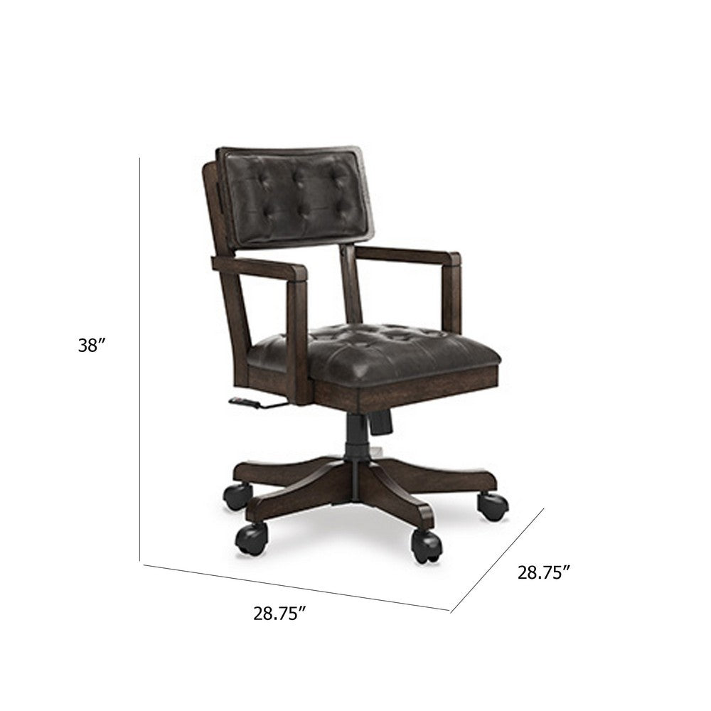 Kemu Home Office Chair, Adjustable Height, Dark Brown Faux Leather - BM348984