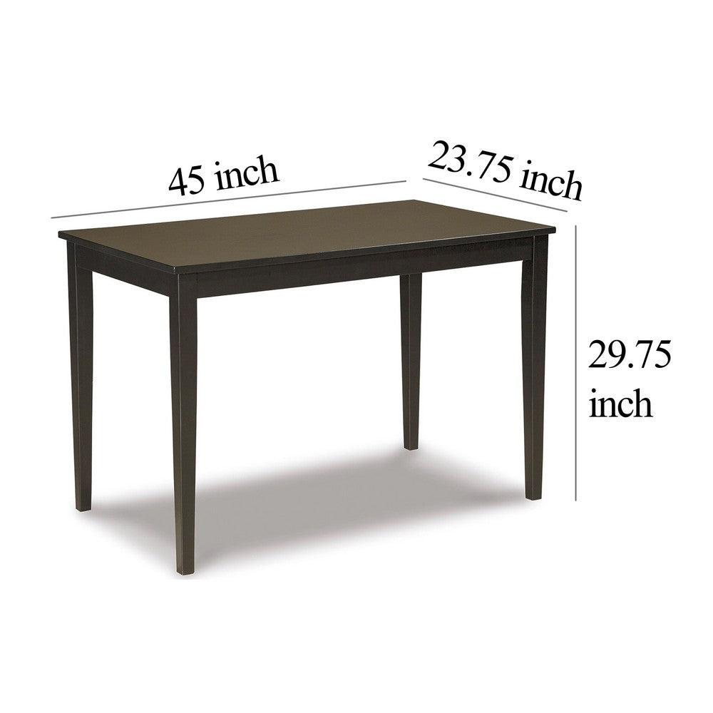 Pim Dining Table, 45 Inch Rectangular Top, Dark Brown Tapered Legs - BM348985