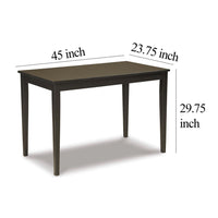 Pim Dining Table, 45 Inch Rectangular Top, Dark Brown Tapered Legs - BM348985