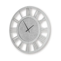 Wall Clock, Beaded Crystals, Mirror Cut Glass Roman Numerals, 39 Inch - BM349009